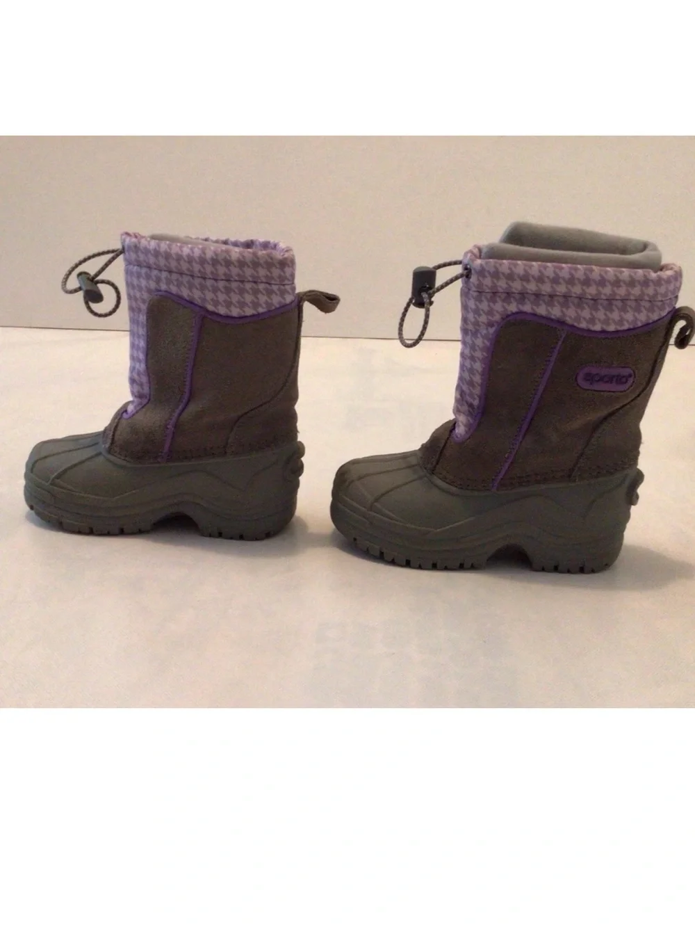 Sporto Frost II-G Kids Size 11M Waterproof Snow Boots Gray Purple Houndstooth